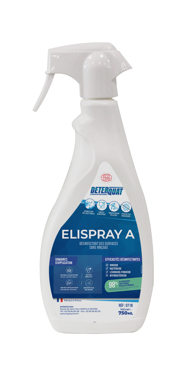Désinfectant de surface ELISPRAY A sans rinçage - HYDRACHIM - 750mL
